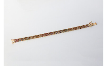 K18HASSIN オリジナルレインボーサファイヤ6面ダブルカット 喜平ブレスレット