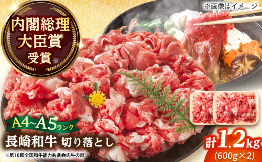 【年内配送】【A4～A5】長崎和牛 切り落とし 1.2kg (600g×2)【株式会社 MEAT PLUS】 [DBS007] 切り落とし 牛肉 和牛 切り落とし 冷凍 国産牛肉 きりおとし 切り落とし