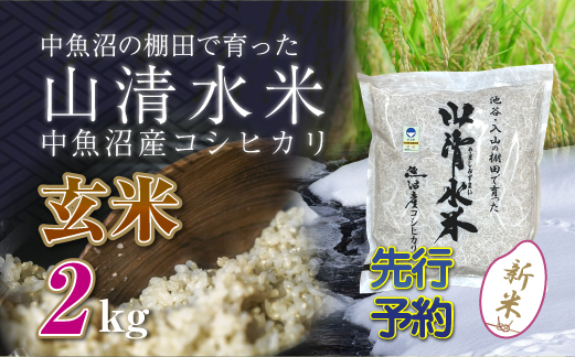 【新米先行受付】新潟県魚沼産コシヒカリ「山清水米」玄米2kg