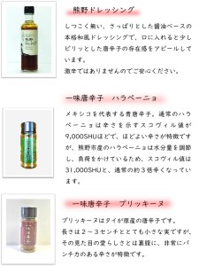 【テレビで紹介されました】 熊野唐辛子ギフト⑯（一味唐辛子（ハラペーニョ）1本＋一味唐辛子（プリッキーヌ）1本+熊野ドレッシング）【kmng0016】