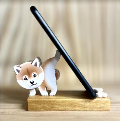ふるさと納税 佐川町 【柴犬】君は放物線を見たか? 犬のスマートフォンスタンド 木工房ゆうむ