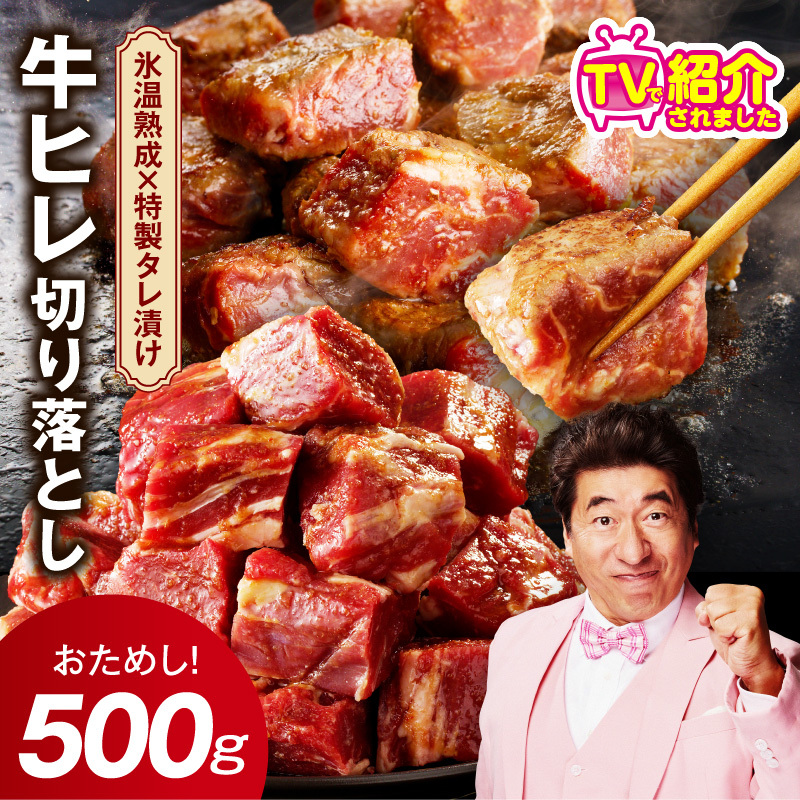 【お試し】牛ヒレ肉 切り落とし 500g【小分け 500g×1P 氷温熟成×特製ダレ サイズ不揃い やわらか ステーキ ひと口サイズ カット済み】 mrz0309