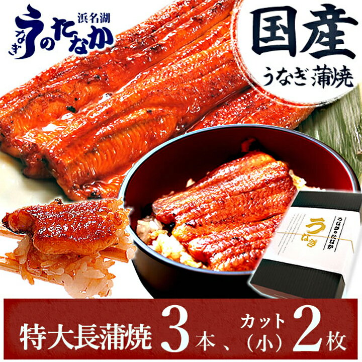 楽天ランキング1位★静岡県 うなぎのたなか うなぎ蒲焼きギフトセット(化粧箱入り)うなぎ特大長蒲焼き3本 カット蒲焼き(小)2枚 国産うなぎ蒲焼き