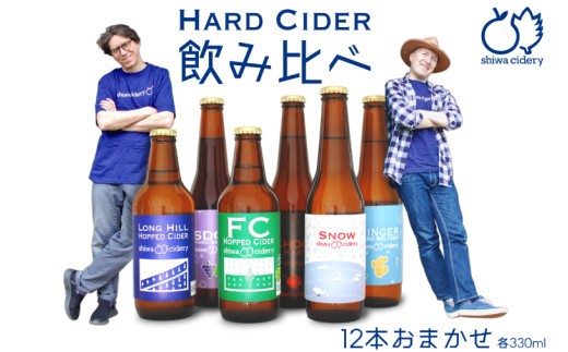 紫波町産りんごのハードサイダー おまかせ12本セット（ドライ系／シードル 飲み比べ） (AY004)