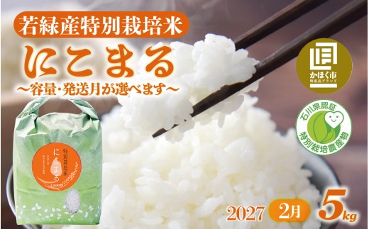 【先行予約 令和8年産】【発送月が選べる】若緑産 特別栽培米「にこまる」5kg【2027年2月発送】
