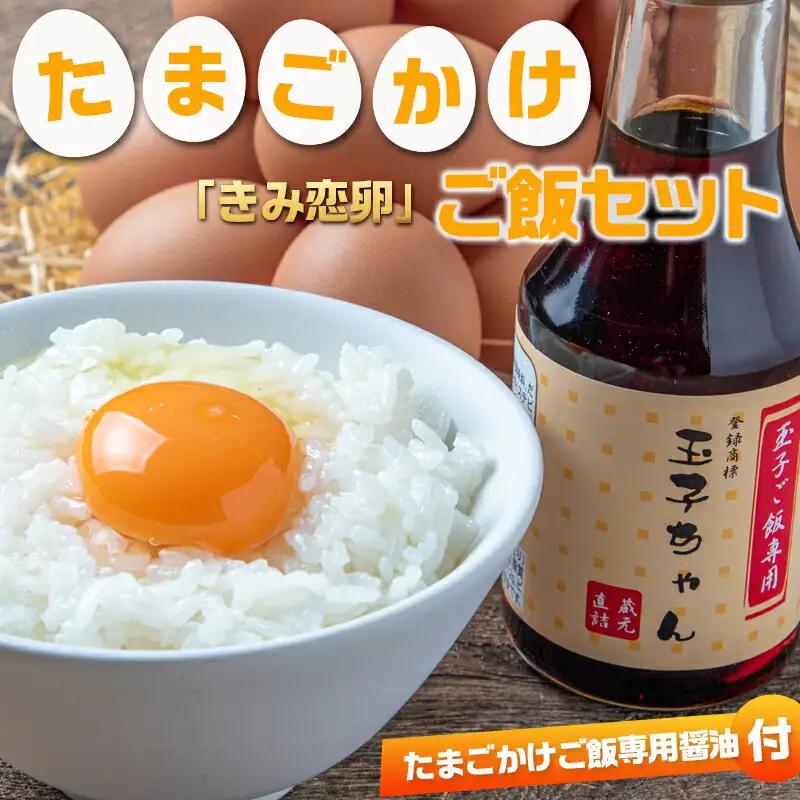 「きみ恋卵」たまごかけご飯セット_12-29-001_(都城市) きみ恋卵 Ｍサイズ 醤油 たまごかけご飯専用醤油「玉子ちゃん」 甘口 卵かけご飯 朝ごはん 朝食