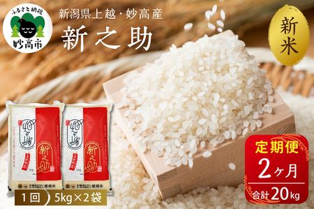 2025年10月上旬発送【定期便】令和7年産新潟県上越・妙高産新之助10kg×2回（計20kg）