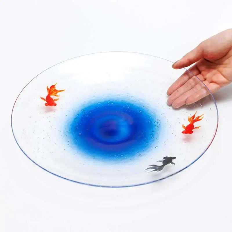 ＜ガラス作家 松尾具美＞大皿「水鞠」硝子 ガラス 大皿 皿 金魚 松尾具美 贈り物 ギフト F6L-1257