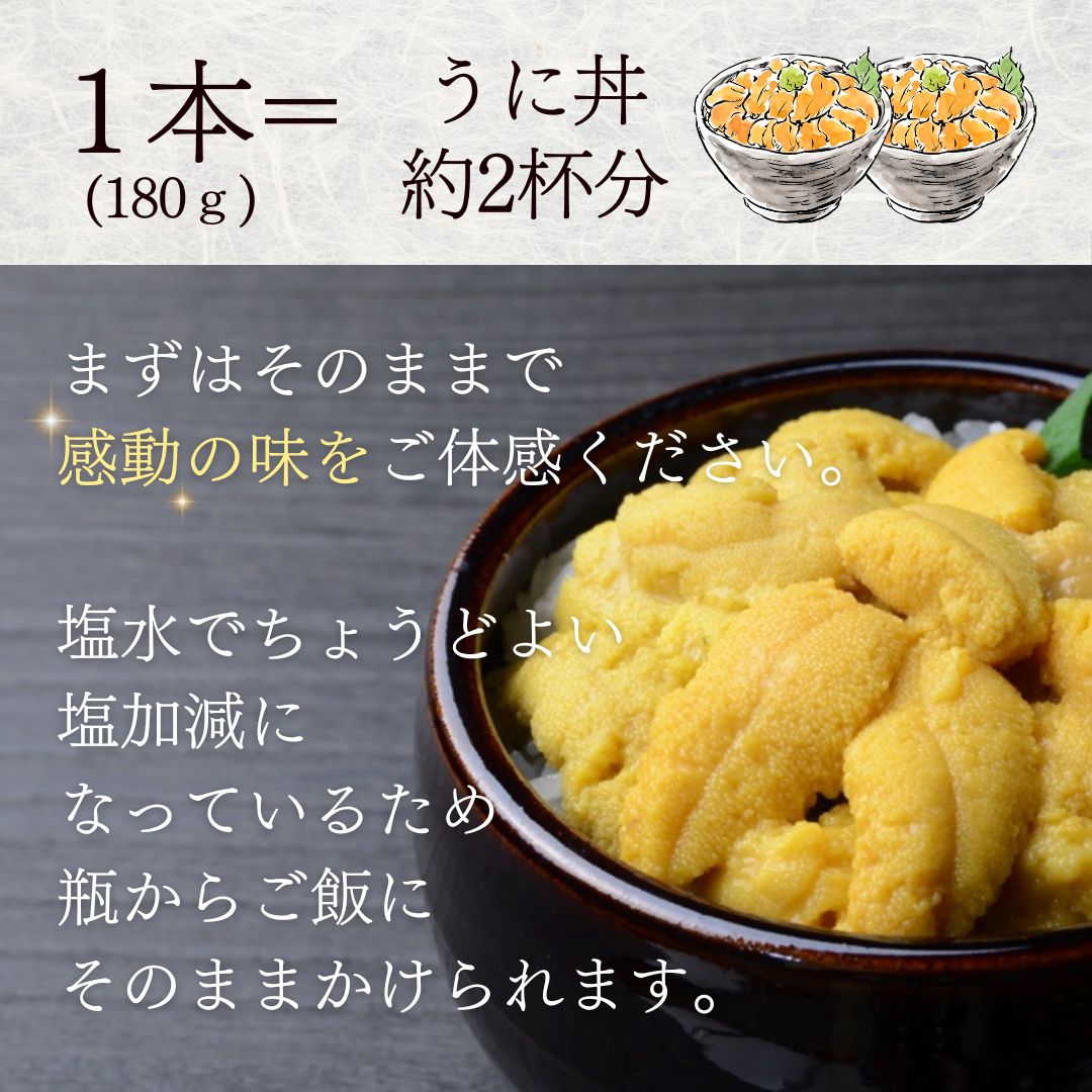【期間限定】 牛乳瓶入り 生うに 180g×５本【ミョウバン不使用 無添加】 岩手県産 国産 三陸産 うに 塩水 うに瓶 雲丹