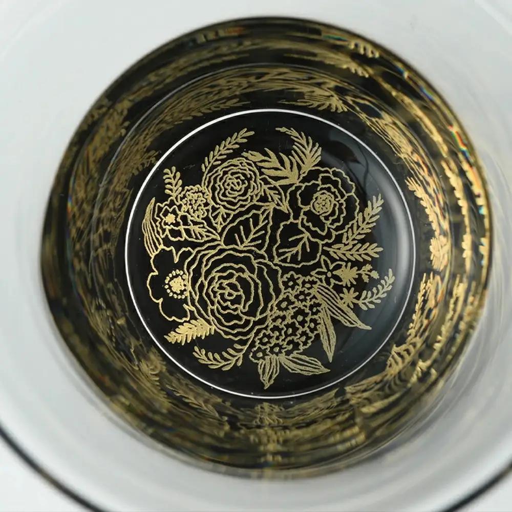 みよし漆器本舗 紀州塗り ぬりもん de Verre フリーグラス 金 蒔絵 ボタニカル 210ml