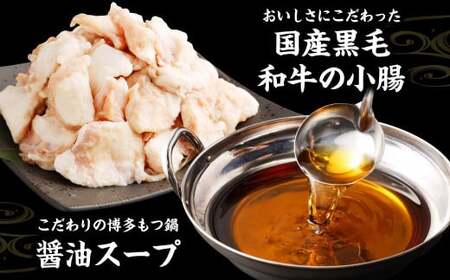 国産 黒毛和牛 もつ鍋 （醤油味） 4人前 冷凍ちゃんぽん・濃縮スープ付＋ハーブ育ちチキン使用！水炊き 4人前 合計8人前 もつ ホルモン 鍋 お鍋 セット 冷凍 岡垣町