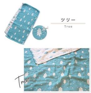 三河木綿　6重織ガーゼ　フェイス＆バスタオルセット_ツリー【G0514】