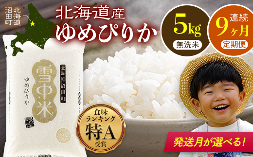 
                  令和8年産 【定期便9ヶ月】  特Aランク米 ゆめぴりか 無洗米  5kg（5kg×1袋）【発送月が選べる】雪冷気 籾貯蔵 雪中米 北海道 nr-1828var
                