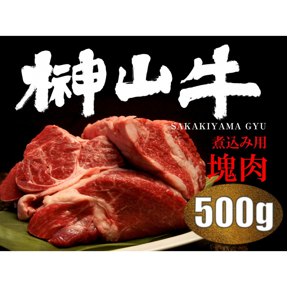 【ふるさと納税】【訳アリ】 超希少黒毛和牛「榊山牛」煮込み用ブロック肉 500g ビーフシチュー・ビーフカレー・赤ワイン煮等 美食 訳ありグルメ | お肉 お取り寄せ 料理 レシピ 牛肉 グルメ