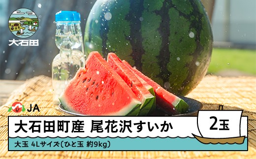 【先行予約】尾花沢すいか 大玉  4L×2玉 2026年産 令和8年産 すいか スイカ ※沖縄・離島への配送不可 ja-suooa4