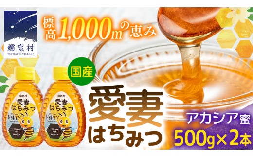 嬬恋村 愛妻はちみつ ( アカシア ) 500g × 2個セット はちみつ 国産 ハチミツ 蜂蜜 群馬 アカシア [AC011tu]