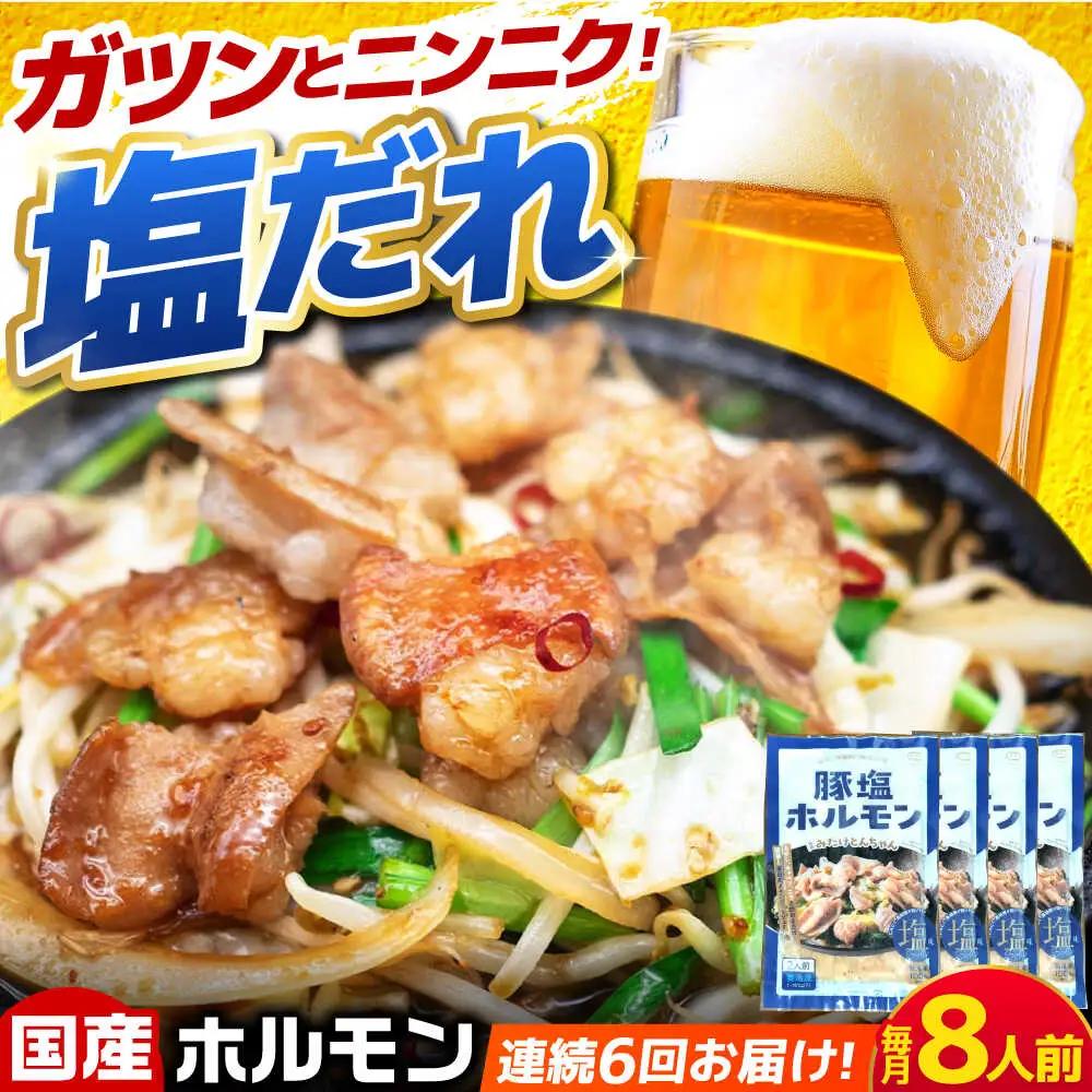 【6回定期便】岐阜県産豚もつの鉄板焼き「元祖みたけとんちゃん」豚塩味（8人前）[AVAA062]豚ホルモン 定期