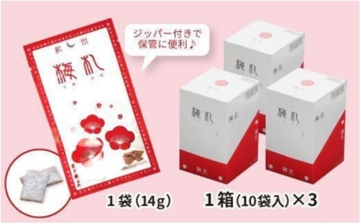 紀州梅札 14g×30袋　梅づくり100年「紀州ほそ川」の梅お菓子　【hoso005A】