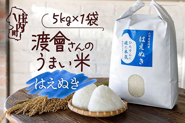 渡會さんのうまい米！はえぬき 5kg 令和7年産 2025年産 ブランド米 コシヒカリの原点、亀の尾発祥の地 庄内 はえぬき 5kg（5kg×1袋）