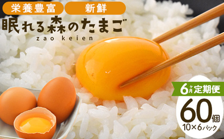 【6か月連続お届け】眠れる森のたまご　朝採れ卵60個   たまご タマゴ 卵 鶏卵 濃厚 こだわり 新鮮　【04301-0795】