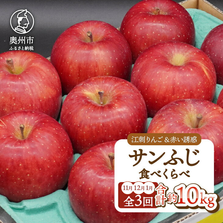 【ふるさと納税】【定期便】 奥州市りんご 3か月定期便 奥州市産「サンふじ」 計約10kg【11月～翌年1月お届け】全3回 江刺りんご 赤い誘惑 林檎 りんご フルーツ 果物 期間限定 数量限定 食べ比べ 家庭用 自宅用 贈答 [AQ097]