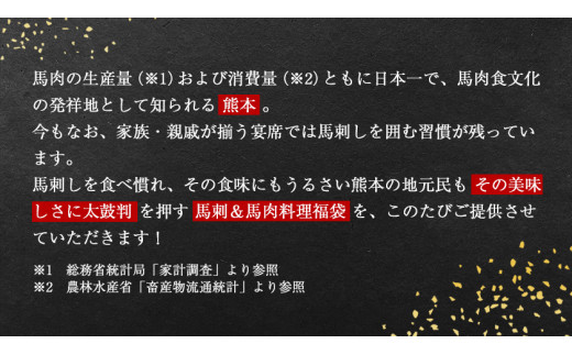 純国産馬刺し＆馬肉料理福袋 計1kg 《90日以内に出荷予定(土日祝除く)上赤身馬刺し たてがみ 馬とろ 馬ソーセージ ハン馬ーグ---oz_fba5syu_90d_22_13000_1kg---