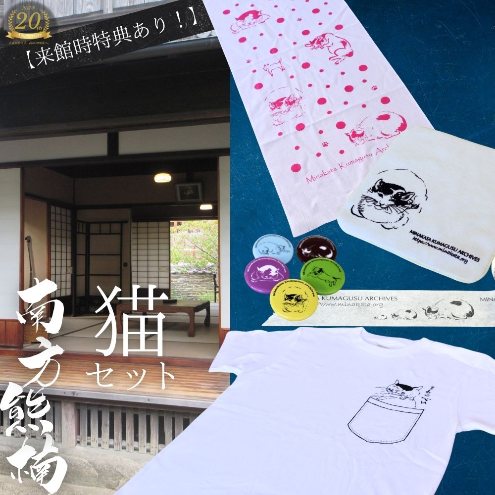 【ふるさと納税】 【田辺市20周年記念】来館特典あり！ 南方熊楠 猫セット / 和歌山 田辺市 偉人 南方 熊楠 歴史 グッズ オリジナルグッズ※寄付時にご希望のサイズ・カラーを備考欄にご記入ください※