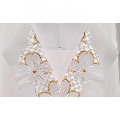 ふるさと納税 伊丹市 半衿　桜と市松　白地に白とゴールド　刺繍 [54030411]