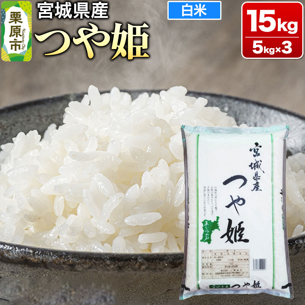 【ふるさと納税】【令和6年産・白米】宮城県産 つや姫 15kg (5kg×3袋)
