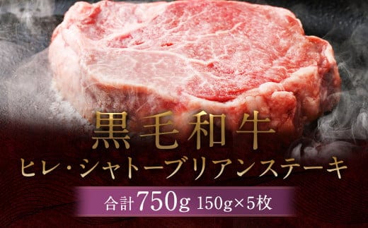 
										
										黒毛和牛 ヒレ・シャトーブリアン ステーキ 約150g×5枚 合計 約750g 牛肉 牛
									