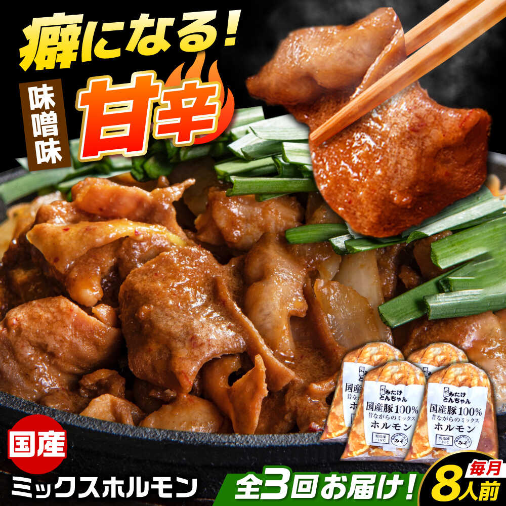 【ふるさと納税】【3回定期便】 「元祖みたけとんちゃん」 昔ながらのミックスホルモン 4袋 / モツ もつ レバー ホルモン / 御嵩町 / 藤よし[AVAA088]