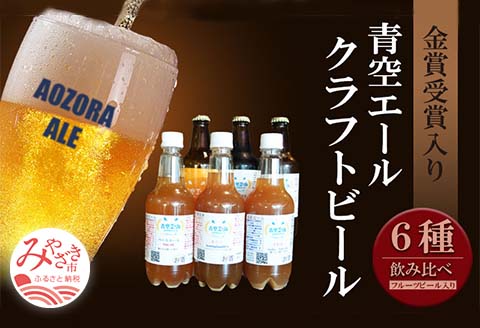 青空エールこだわりのクラフトビール飲み比べ詰め合わせセット〈フルーツビール入り〉6種6本（330ml 瓶×3本、500mlペットボトル×3本）|フルーツ ビール