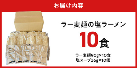 ラー麦麺の塩ラーメン10食_ラー麦麺 塩ラーメン  10食 こだわり 生麺 塩 ラーメン スープ ラー麦 麺 コシ 強い 歯切れ 色 細麺 茹で時間 1分ほど お好み ねぎ チャーシュー トッピング 