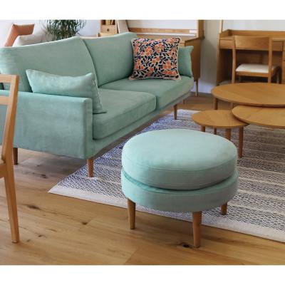 ふるさと納税 筑後市 レオ ラウンドオットマン ライトブルー NA脚【5年保証】【高野木工】 |  | 01