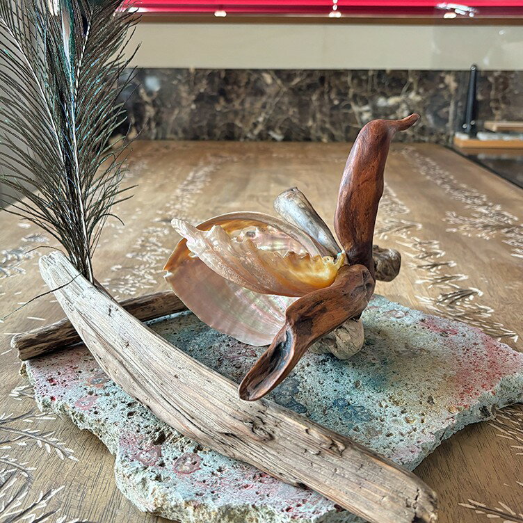 【ふるさと納税】 石材 プロの作品 「 飛翔 」オブジェ 家具 アート 一点もの 一点モノ テーブル オブジェ 壁かけ 作品 ハンドメイド 手作り 職人 完成品 国産 木材 石材 金属 おしゃれ アンティーク調 食卓