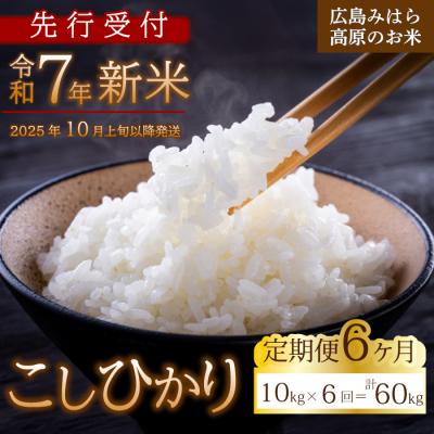 ふるさと納税 三原市 【令和7年新米】みはら高原米 浮城《6か月定期便》コシヒカリ 白米10kg [220-008]