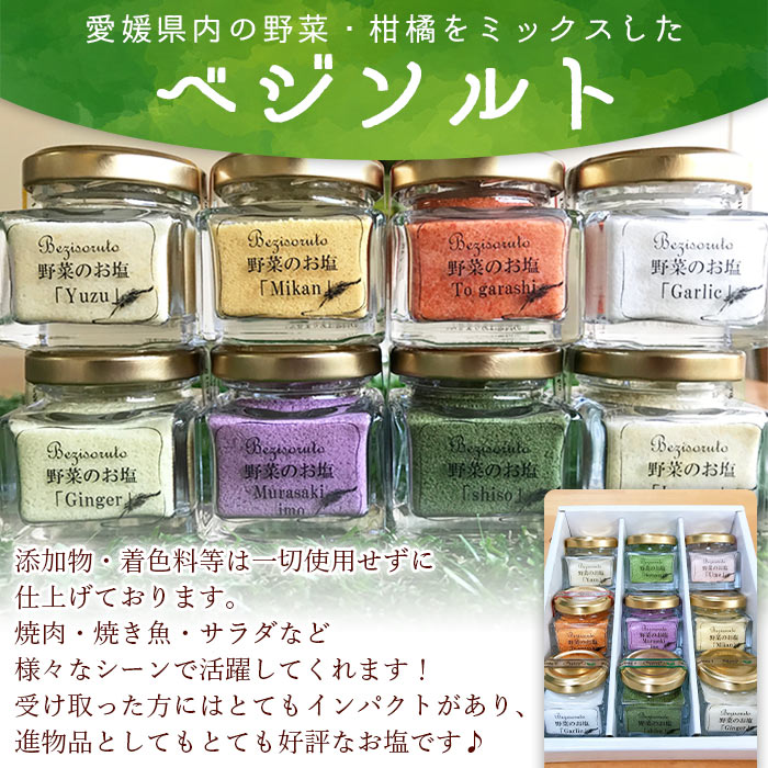 ＜ベジソルト 9種類＞ 野菜 柑橘 かぼちゃ ごぼう しょうが にんにく ほうれん草 みかん 菊芋 紫芋 人参 大葉しそ 柚子 えひめ活き生きファーマーズ株式会社 愛媛県 西予市