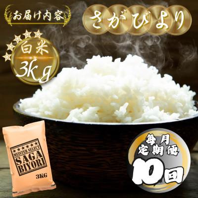 ふるさと納税 多久市 【毎月定期便】さがびより白米3kg(多久市)全10回 |  | 03