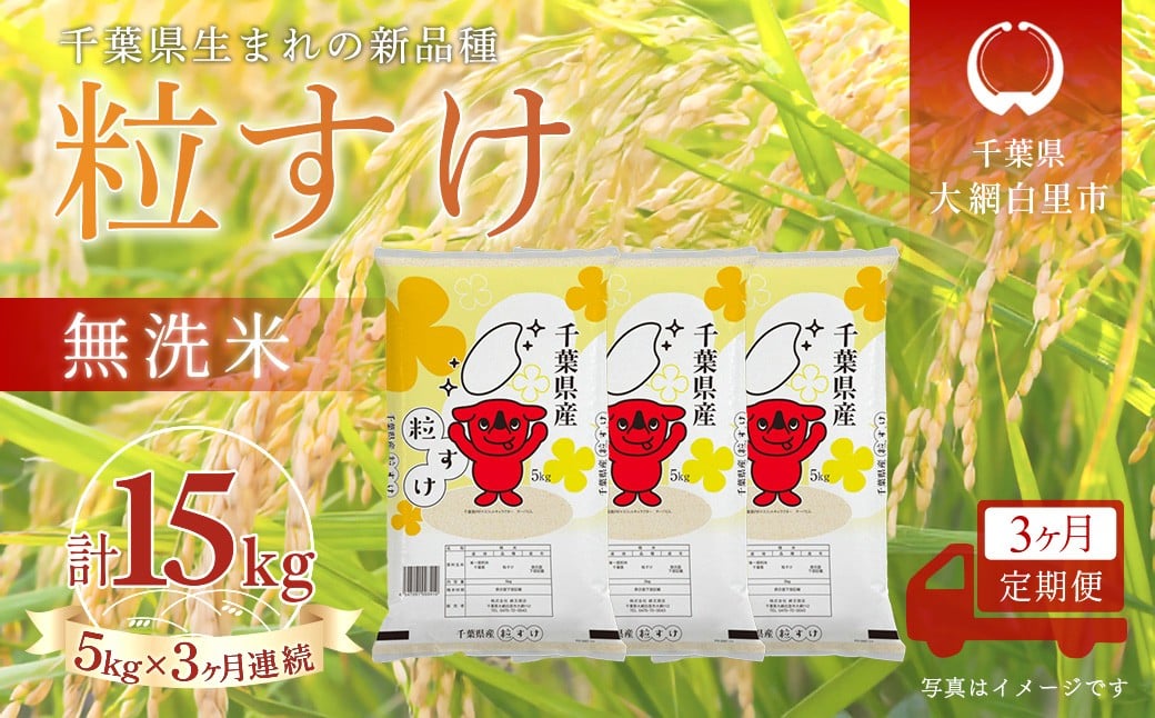 
                  ＜3か月定期便＞ 千葉県産「粒すけ」無洗米 5kg×3か月連続 計15kg
                