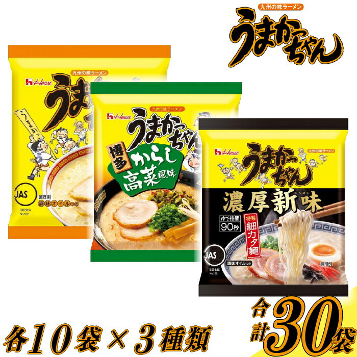 【ふるさと納税】うまかっちゃんセット 10食x3種類 とんこつラーメン 拉麺 麺 豚骨 とんこつ 豚骨スープ ご当地ラーメン 即席ラーメン 常備食 保存食 九州 送料無料 M244P1-5