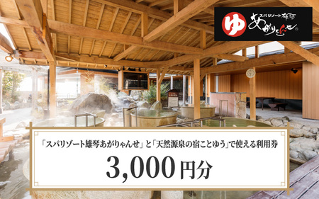 スパリゾート雄琴あがりゃんせ と 天然源泉の宿ことゆう で使える 利用券（3,000円分） 温泉券 温泉券 温泉券