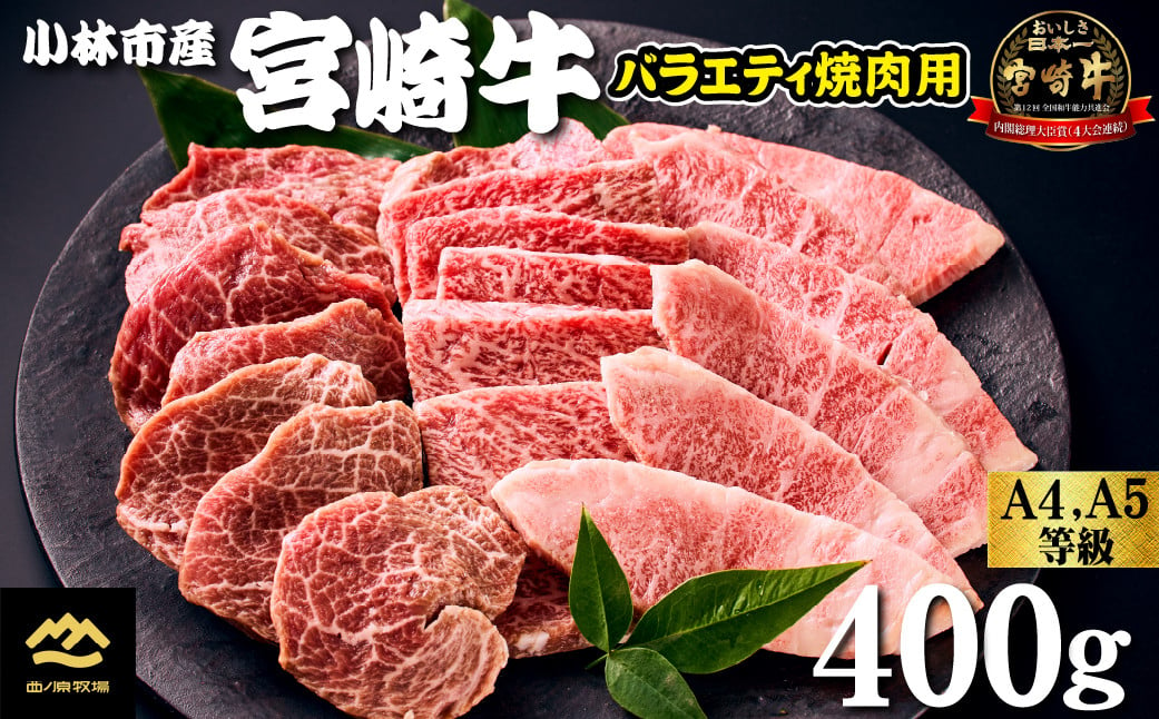 
            【西ノ原牧場直送】大人気！A4等級以上宮崎牛バラエティ焼肉用 400g（国産 国産牛 肉 牛肉 宮崎牛 黒毛和牛 お肉 ロース 焼肉 内閣総理大臣賞4大会連続受賞 特別提供）
          