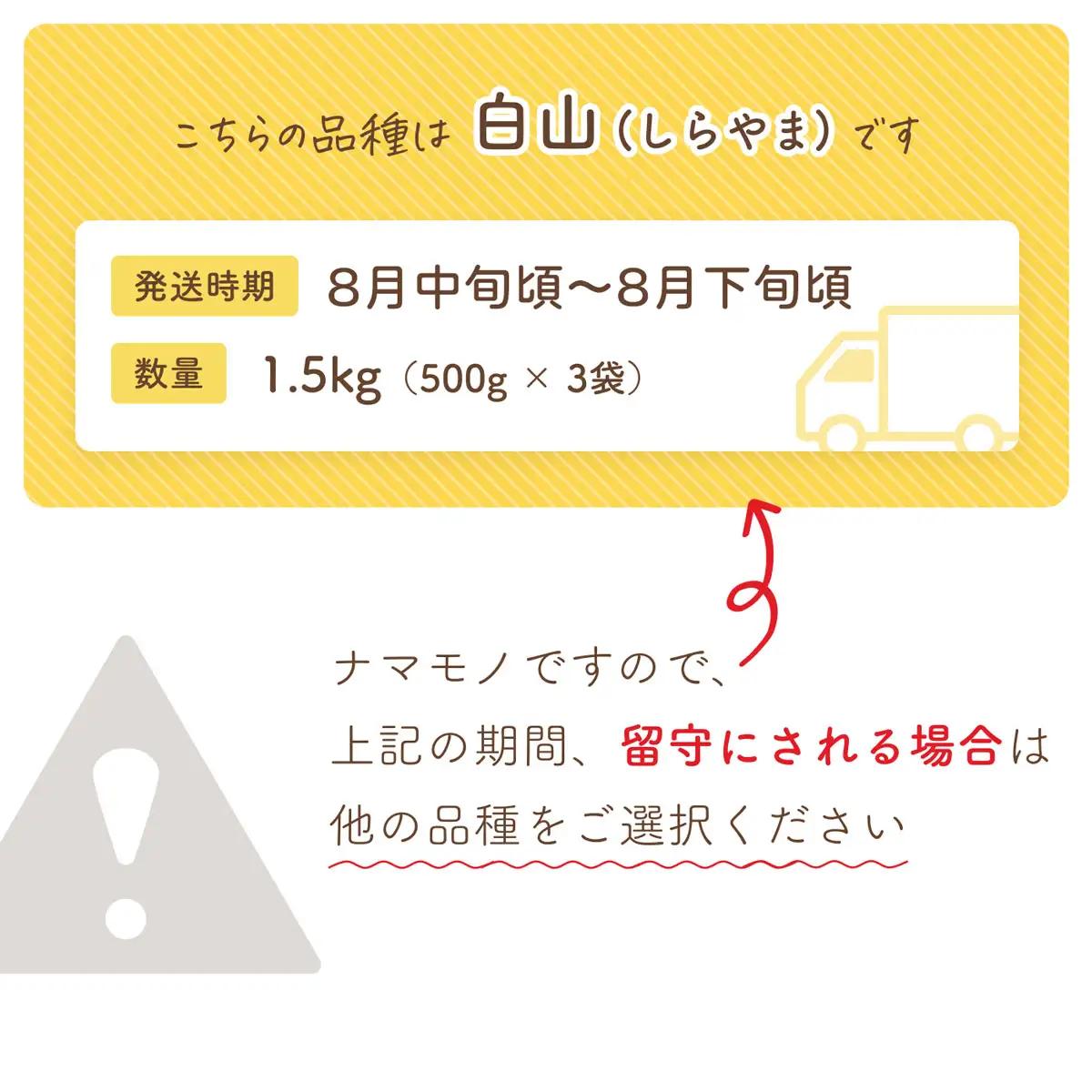 【令和8年産 先行予約】 だだちゃ豆(白山)　 1.5kg　(500g×3袋) 　だだちゃ喜左衛門株式会社　