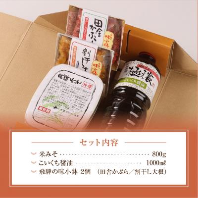 ふるさと納税 下呂市 飛騨蔵味セット【こいくち醤油1本・蔵出し生みそ800g・飛騨の味小鉢2個】【3-2】 |  | 02