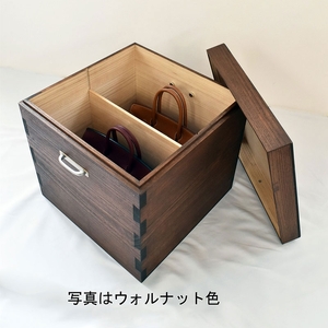 収納ボックス ラ・キャレ ウォルナット 総桐 高級皮革バック 収納 箪笥 初音の家具 カバン収納 木製 桐箱 収納ケース 小物収納ケース 収納家具 バッグ 小物 小物入れ クローゼット インテリア 家