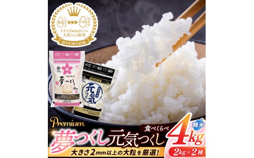 
                  【ふるさと納税】福岡県産 夢つくし / 元気つくし プレミアム 食べ比べ 精米 2kg×2種（計4kg） 配送日時指定不可 2週間～2ヶ月に発送 [a0837] ※配送不可：離島【返礼品】添田町 ふるさと納税
                