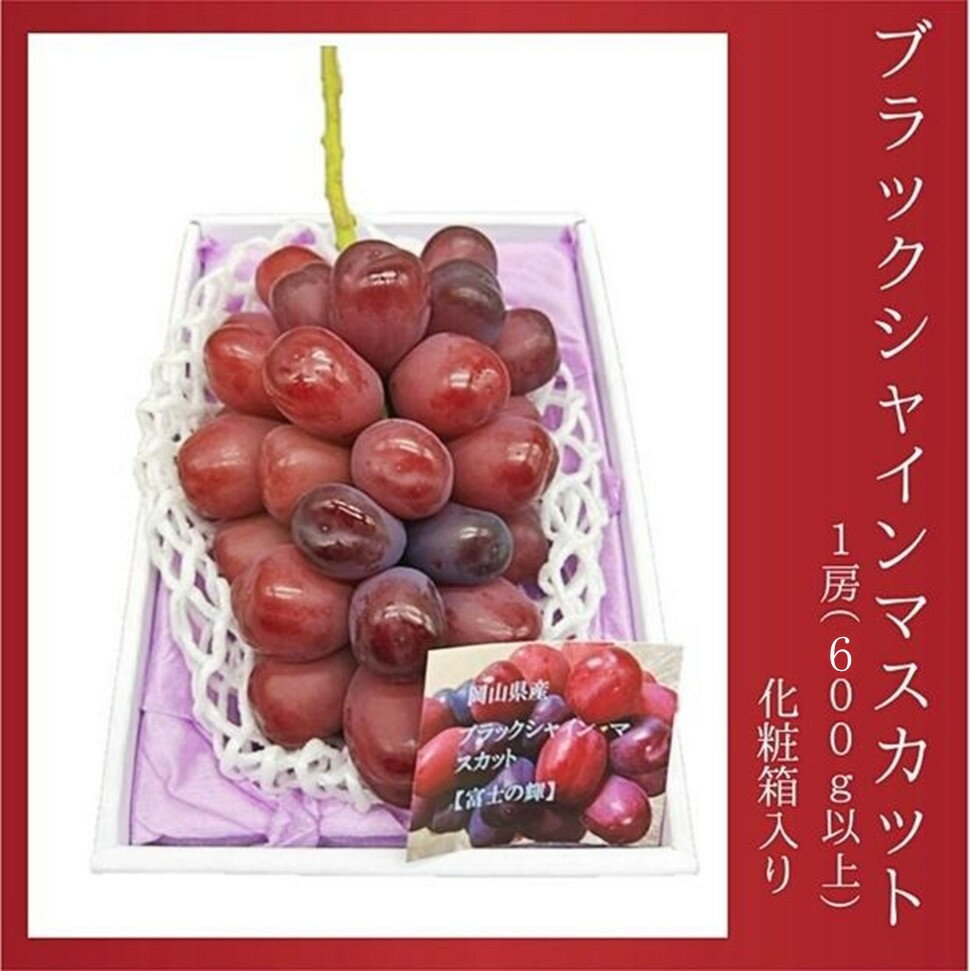 【ふるさと納税】2026年 岡山県産 ブラックシャインマスカット 1房 600g以上 種無し 化粧箱入り | フルーツ 果物 くだもの シャインマスカット ブラックシャインマスカット 種なし 岡山 岡山県産 国産 ギフト プレゼント 贈答用 おすすめ 人気