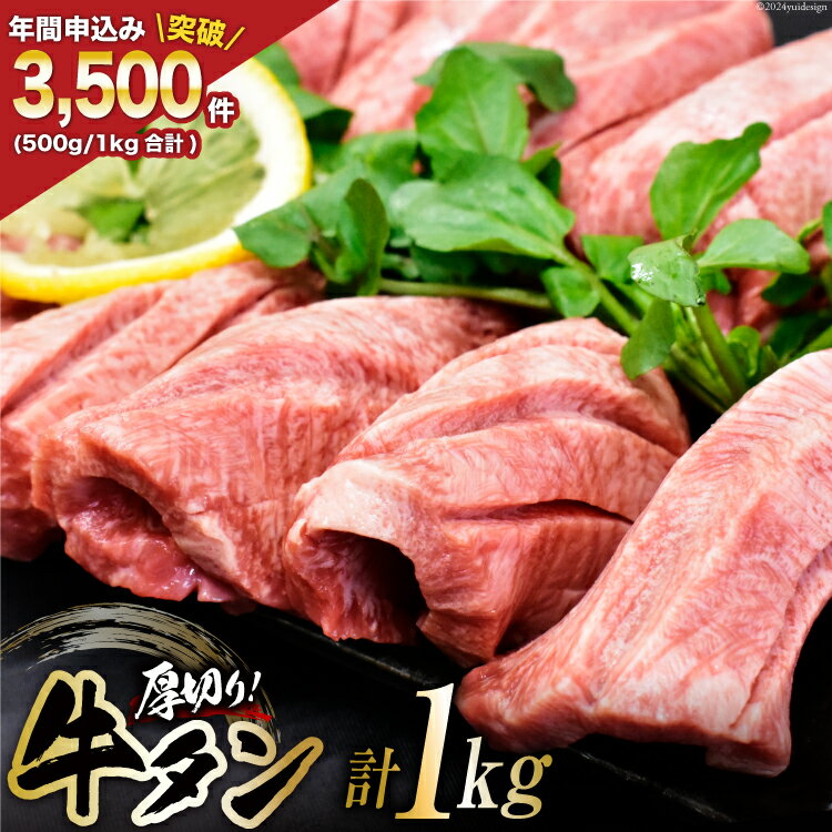 【ふるさと納税】牛タン 三陸岩井崎の塩を使用 厚切り 牛タンスライス 1kg (500g×2P) [からくわ精肉店 宮城県 気仙沼市 20565164] 肉 牛肉 精肉 牛たん タン スライス 焼肉 牛タン塩 牛たん塩 冷凍