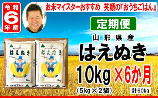 《 新米 》【 6ヶ月定期便 / 令和6年産 新米 】 はえぬき 計 10kg /月 ( 1回配送 5kg × 2袋 ) 2024年産