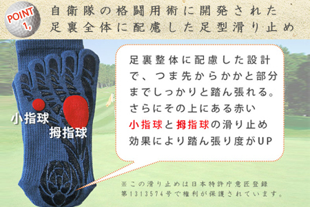 【Sサイズ(23-25cｍ)×ブラック】GUTS-MAN ゴルフのための滑らない五本指ソックス 1足 ガッツマン 靴下 くつ下 メンズ 紳士 自衛隊ソックス 五本指 5本指 五本指靴下 ゴルフ 日本製